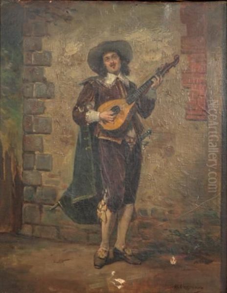 Joueur De Mandoline Oil Painting by Herman Maurice Cossmann