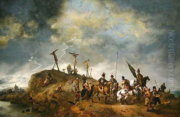 A View of Mount Calvary with the Crucifixion, 1652 Oil Painting by Philips Wouwerman