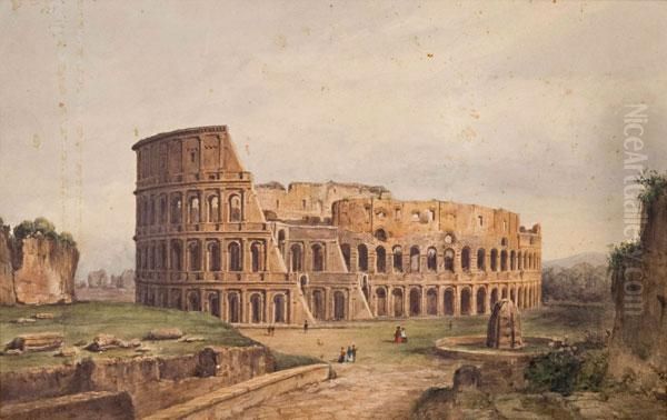 Veduta Del Colosseo E Della Meta Sudans Oil Painting by Giovanni Battista Costa