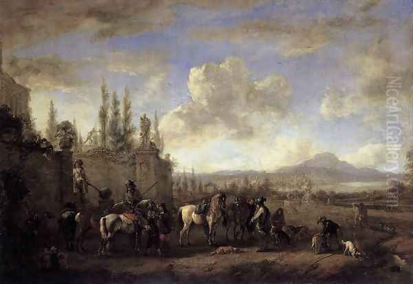 Setting out on the Hunt 1660-65 Oil Painting by Philips Wouwerman