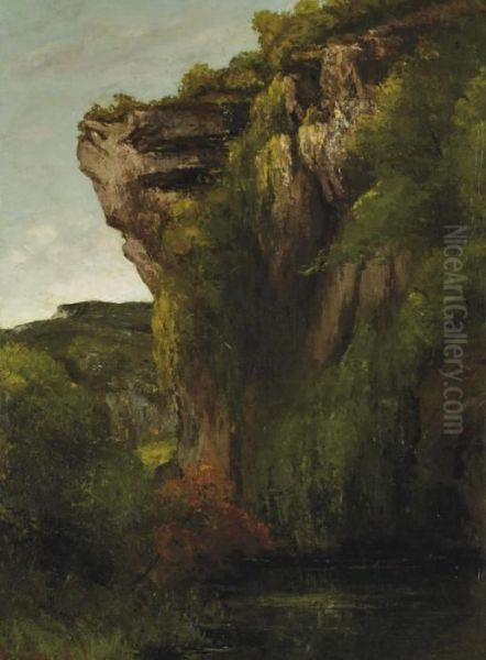 Bords De La Loue Avec Rochers S Oil Painting by Gustave Courbet