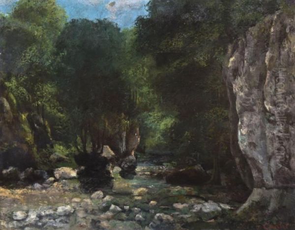 Stream Through The Woods Oil Painting by Gustave Courbet