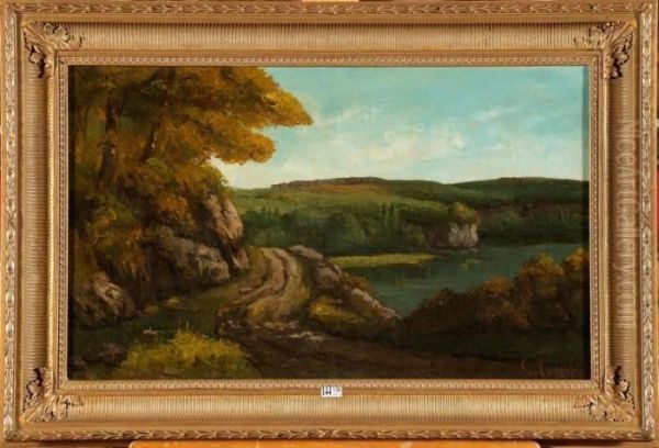 Paysage A La Riviere Oil Painting by Gustave Courbet