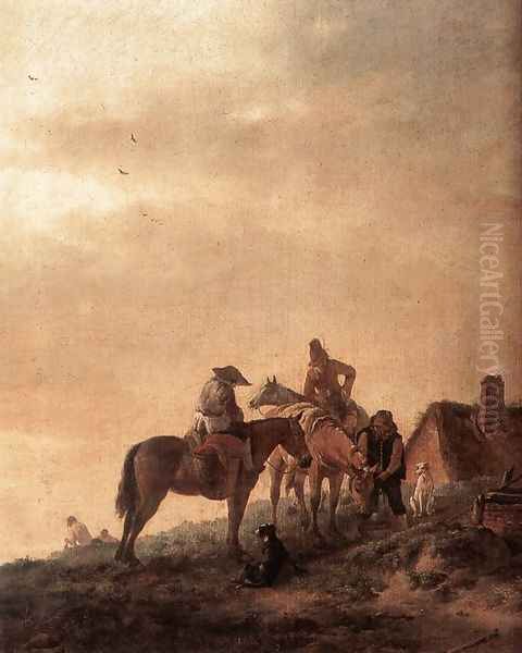 Rider's Rest Place Oil Painting by Philips Wouwerman