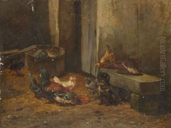 La Basse Cour Oil Painting by Philibert Leon Couturier