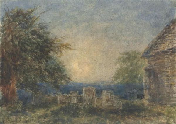 Darley Dale Churchyard, Derbyshire Oil Painting by David I Cox