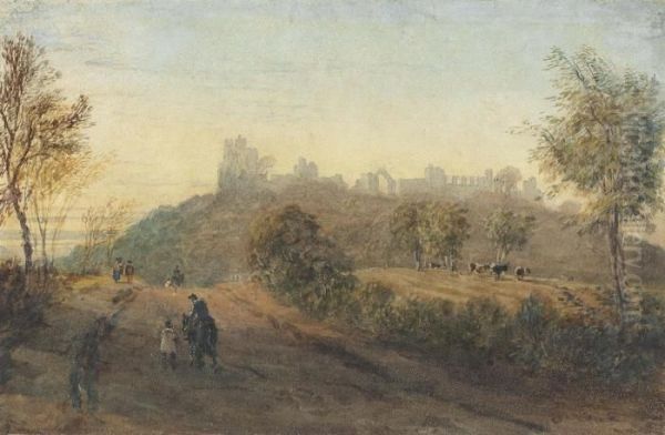 Dudley Castle From The Birmingham Road Oil Painting by David I Cox