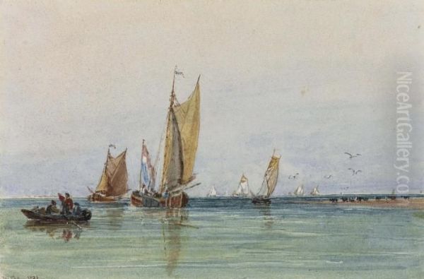 On The Scheldt, Holland Oil Painting by David I Cox