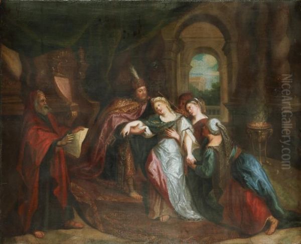 Esther Framfor Kung Ahasvarus Oil Painting by Charles-Antoine Coypel