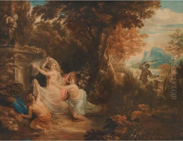 Diana And Nymphs Bathing In A Wood Discovered By The Theban Prince Oil Painting by William Marshall Craig