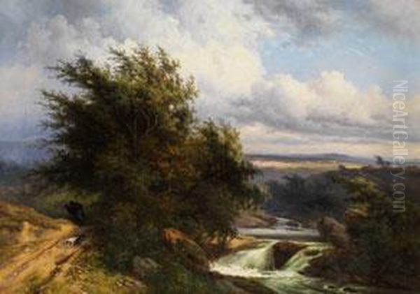 Spatromantische Landschaft Oil Painting by Gerard Antoine Crehay