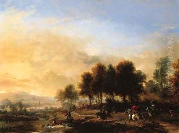 A stag hunt by Philips Wouwerman