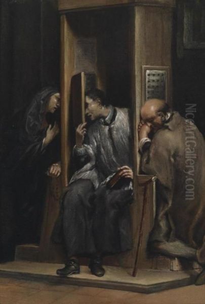 Saint John Of Nepomuk Hearing The Confession Of The Queen Of Bohemia Oil Painting by Giuseppe Maria Crespi