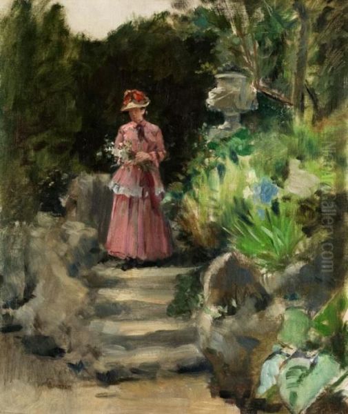 Dame Im Park Oil Painting by Adolphe Crespin