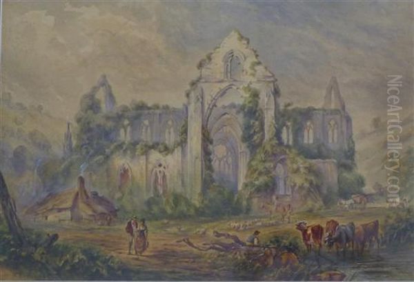 Abbey Ruins Oil Painting by Thomas Creswick