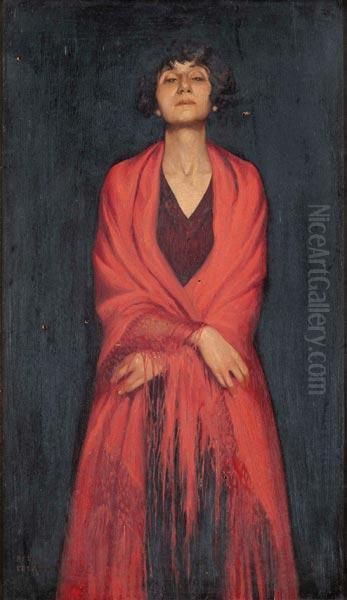 Attore In Costume Teatrale Rosso Oil Painting by Bruno Croatto