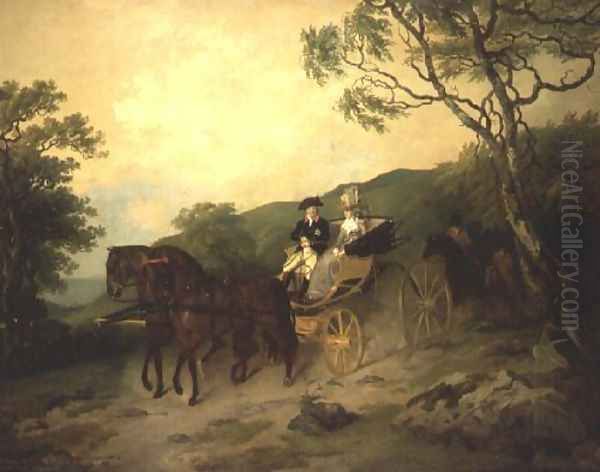 6th Earl and Marquis of Antrim with his wife Letitia driving a phaeton in Glenarm Castle park, Ballymena, Co. Antrim Oil Painting by Francis Wheatley