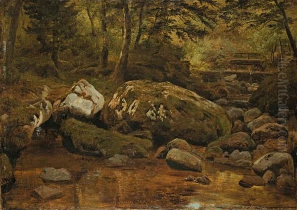 Bachlauf Bei Ilsenburg Oil Painting by Georg Heinrich Croll Crola