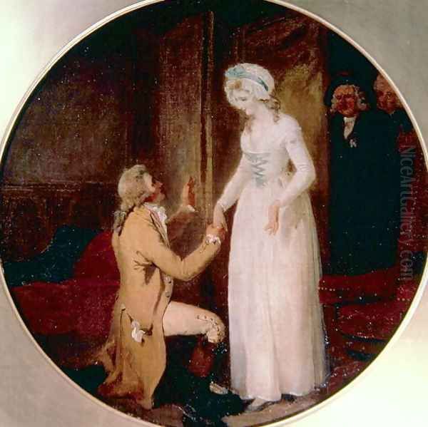 Young Marlow and Miss Hardcastle, scene from She Stoops to Conquer by Oliver Goldsmith, 1791 Oil Painting by Francis Wheatley