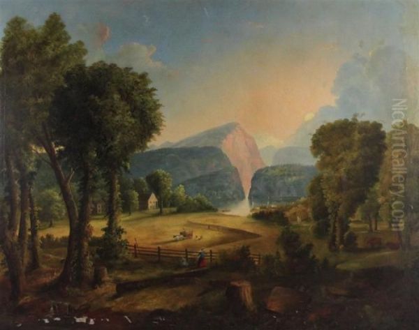 Hudson River Landscape Oil Painting by Jasper Francis Cropsey