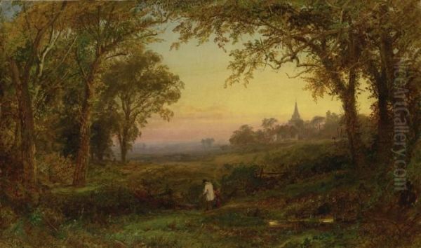 Hurstbourne Church, Lord Portsmouth's Park, Surrey Oil Painting by Jasper Francis Cropsey