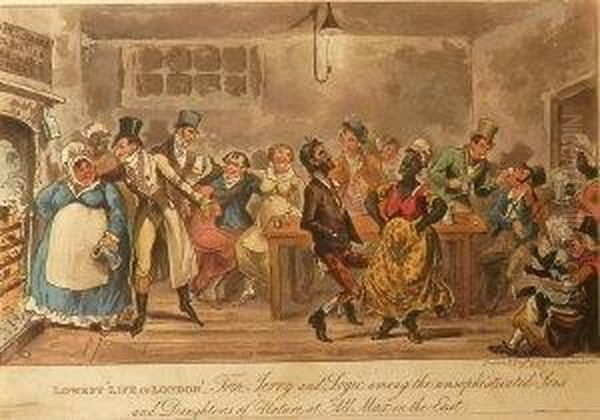 Tom And Jerry Oil Painting by I. Robert and George Cruikshank