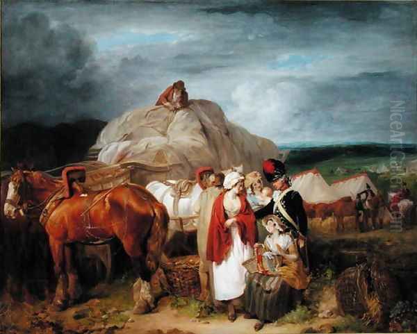 Soldier with Country Women Selling Ribbons near a Military Camp, 1788 Oil Painting by Francis Wheatley