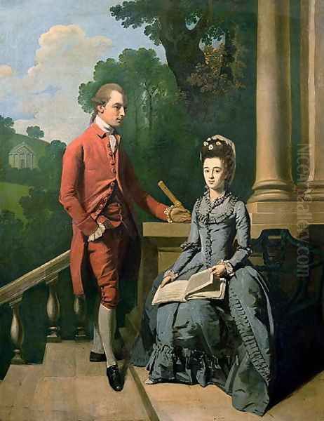 Portrait of a gentleman and his wife Oil Painting by Francis Wheatley