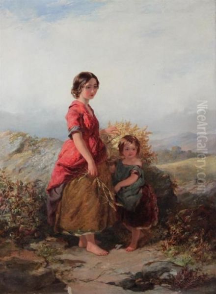 Children On The Moors Oil Painting by James Curnock