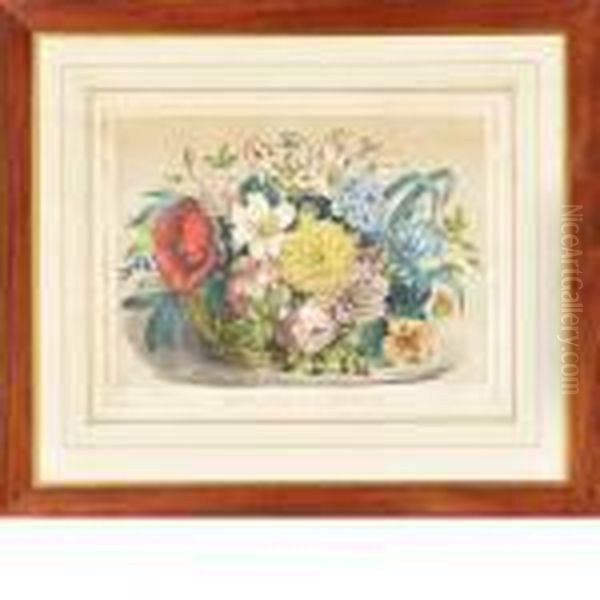 Summer Flowers Oil Painting by Currier & Ives Publishers