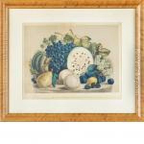 Autumn Fruits Oil Painting by Currier & Ives Publishers