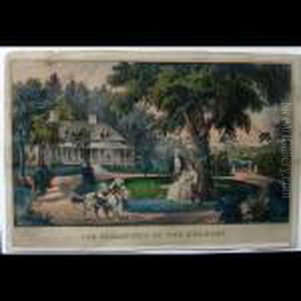 The Pleasures Of The Country - Sweet Home Oil Painting by Currier & Ives Publishers