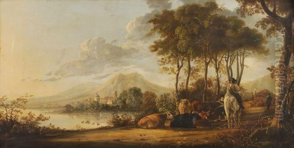 A Wooded Landscape Oil Painting by Aelbert Cuyp