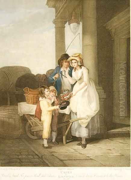 Cries of London: Round and Sound, Five Pence a Pound, Duke Cherries, engraved by Anthony Cardon (1772-1813) 1795 Oil Painting by Francis Wheatley