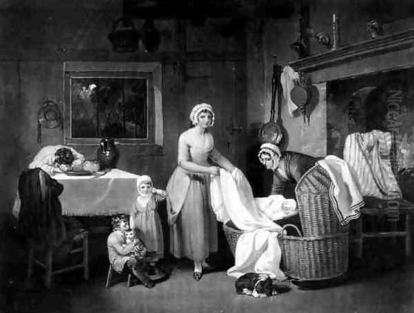 Rustic Hours Night, engraved by H. Gillbank Oil Painting by Francis Wheatley