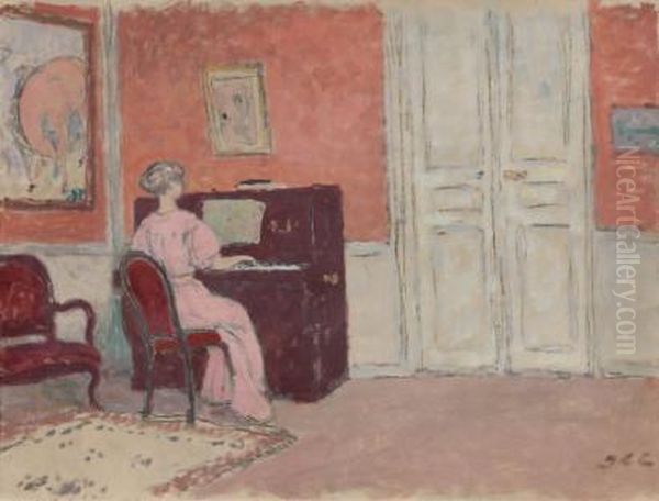 Femme Au Piano Oil Painting by Georges dEspagnat