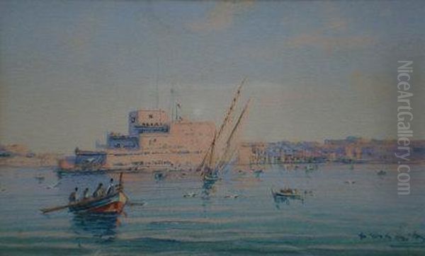 Views Of Valletta Harbour, Malta Oil Painting by Vincenzo D Esposito