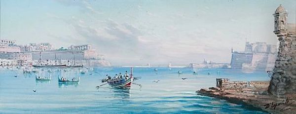 Vue De La Valette Oil Painting by Vincenzo D Esposito