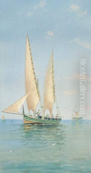 Sailing Vessels By Day And Night Oil Painting by Vincenzo D Esposito