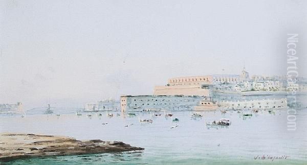 The Grand Harbour, Valletta, Malta Oil Painting by Vincenzo D Esposito