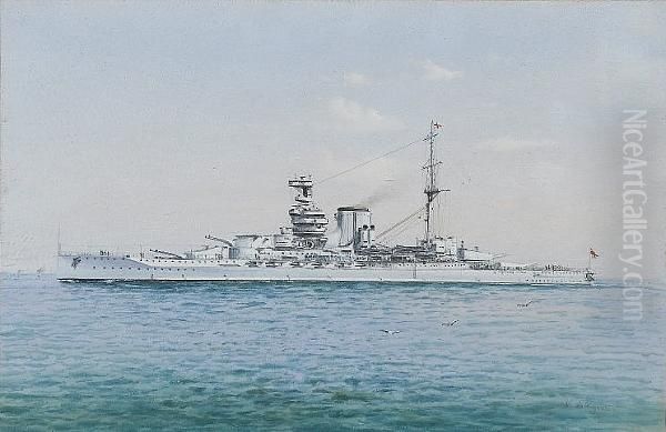 H.m.s. Queen Elizabeth Oil Painting by Vincenzo D Esposito