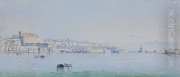 The Grand Harbour, Valletta Oil Painting by Vincenzo D Esposito