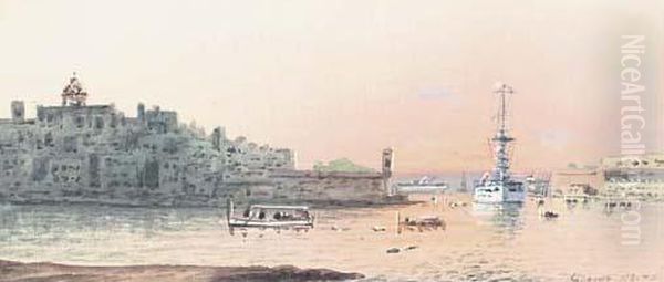 Grand Harbour, Valetta, Malta Oil Painting by Vincenzo D Esposito