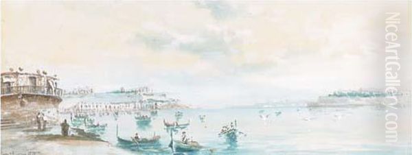 The Grand Harbour Oil Painting by Vincenzo D Esposito