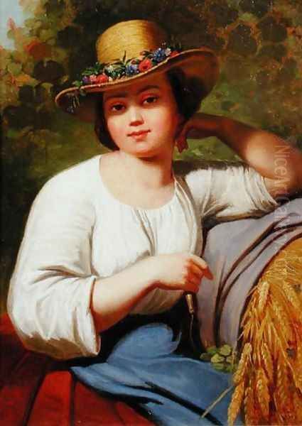 Portrait of a country girl Oil Painting by Francis Wheatley