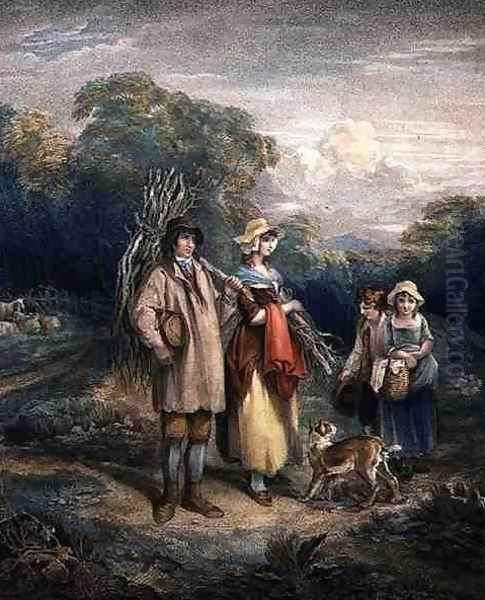 The Woodman's Return, engraved by John Whessell (c.1760-1823), pub. by T. Simpson and Darling & Thompson, 1797 Oil Painting by Francis Wheatley