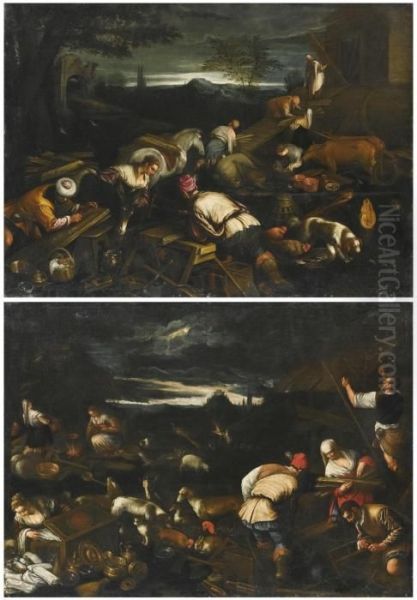 Noah's Sacrifice After The Flood Oil Painting by Jacopo Bassano (Jacopo da Ponte)