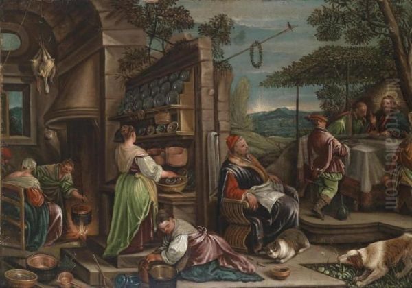 The Supper At Emmaus Oil Painting by Jacopo Bassano (Jacopo da Ponte)