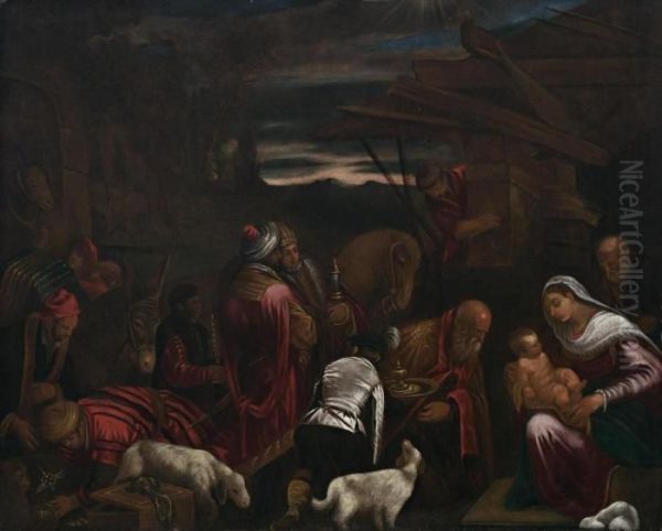 The Adoration Of The Magi Oil Painting by Jacopo Bassano (Jacopo da Ponte)