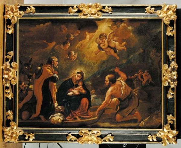 Riposo In Egitto Nativit  Oil Painting by Jacopo Bassano (Jacopo da Ponte)